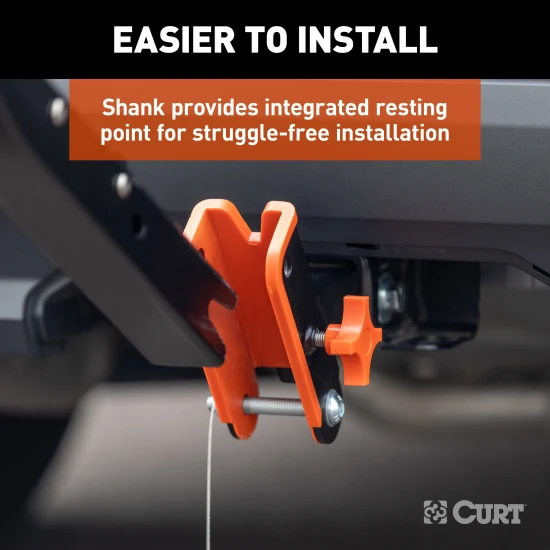 CURT bike rack with ActiveLink hitch system holds 4 bikes securely for safe travel.