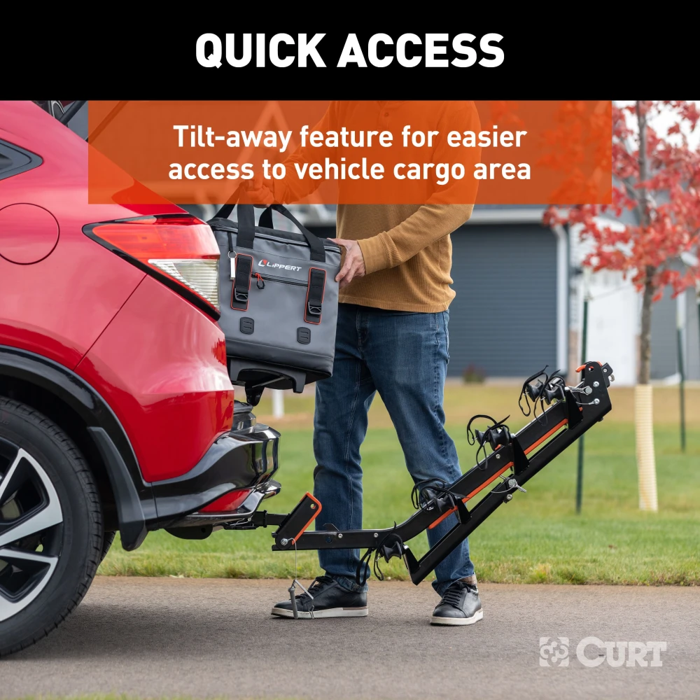 CURT ActiveLink Ultra bike rack features a 4-bike capacity and innovative hitch design for secure and easy bike transport.