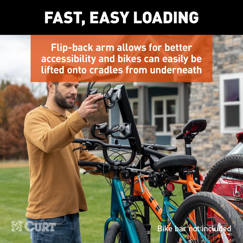 CURT ActiveLink Ultra bike rack features a 4-bike capacity and innovative hitch design for secure and easy bike transport.