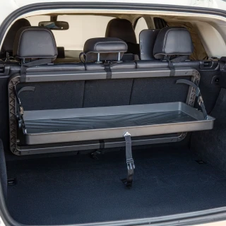 Pakka cargo caddie fits in SUV trunk, adjustable and durable for organized storage.