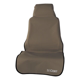 CURT Seat Defender brown car seat cover protecting against spills and dirt
