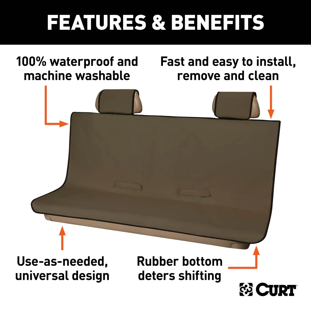 CURT Seat Defender truck seat cover providing protection against dirt, spills, and pet dander in a vehicle interior.