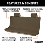 CURT Seat Defender truck seat cover providing protection against dirt, spills, and pet dander in a vehicle interior.