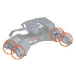 Replacement handles designed for CURT 5th wheel puck system in truck bed.