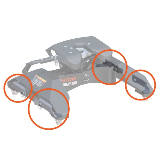 Four replacement handles for CURT 5th wheel puck system for Chevy and GMC trucks