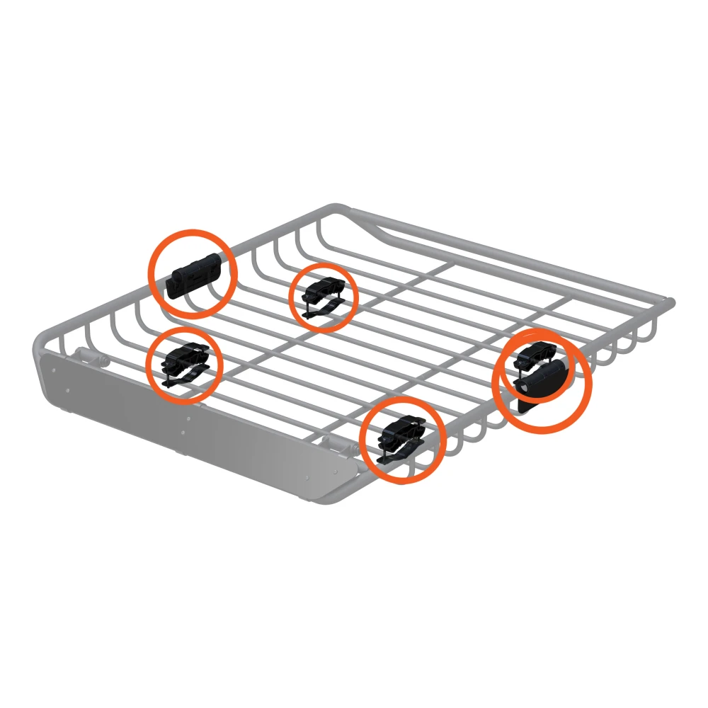 Rooftop tent hardware kit with brackets, nuts, and bolts for CURT Xpedition truck bed rack