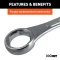 CURT trailer ball wrench with dual ends for 1-1/8" and 1-1/2" nuts, chrome-plated for durability.