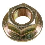 Lippert yellow zinc-plated hex flange nut with 9/16-18 thread end