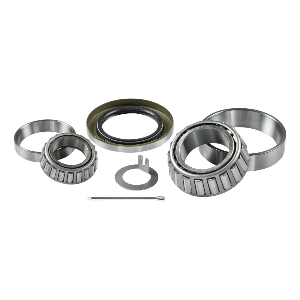 Lippert bearing replacement kit showcasing parts for 5200 lbs axles, including inner and outer bearings, cotter pin, and spindle washer.