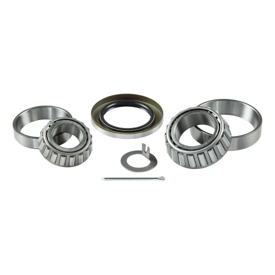 Lippert trailer bearing replacement kit including inner and outer cones, races, grease seal, cotter pin, and tang spindle washer