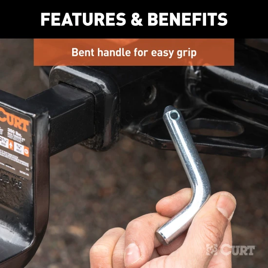 CURT 1/2 inch hitch pin with zinc finish and clip for secure towing