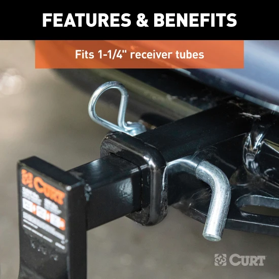 CURT 1/2 inch hitch pin with zinc finish and clip for secure towing