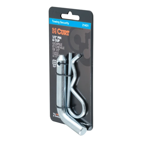 CURT 1/2 inch hitch pin with zinc finish and standard retainer clip
