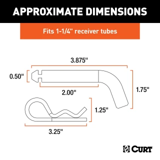 CURT 1/2 inch hitch pin with a durable zinc finish and a clip groove for secure towing.