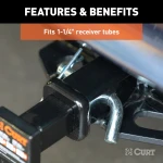 CURT 1/2 Inch Hitch Pin with Zinc Finish and Clip Groove CURT 1/2 inch hitch pin with a durable zinc finish and a clip groove for secure towing.