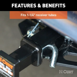 CURT 1/2 inch hitch pin with a durable zinc finish and a clip groove for secure towing.