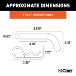 CURT 5/8 inch hitch pin with zinc finish and groove for secure trailer hitch mounting
