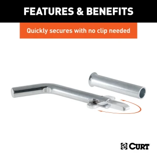 CURT 1/2 inch swivel hitch pin with zinc finish and adapter for secure towing.