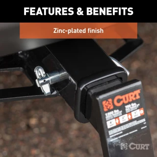CURT 1/2 inch swivel hitch pin with zinc finish and adapter for secure towing.