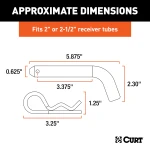 CURT 5/8 Inch Hitch Pin with Zinc Finish and Clip for Trailers CURT 5/8 inch hitch pin with zinc finish and clip for trailer hitch security