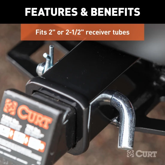 CURT 5/8 inch hitch pin with zinc finish and clip for secure towing