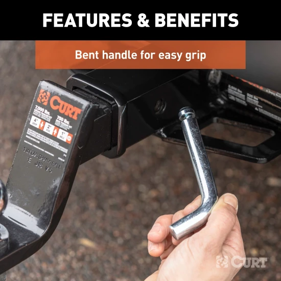 CURT 5/8 inch hitch pin with zinc finish and clip for secure towing
