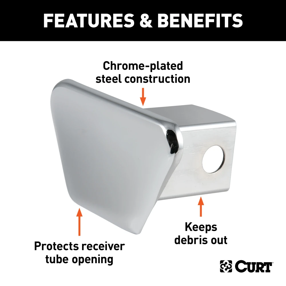 CURT chrome steel receiver tube cover for 2 inch hitch