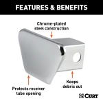 CURT chrome steel receiver tube cover for 2 inch hitch