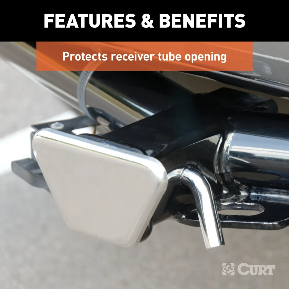 CURT chrome steel receiver tube cover for 2 inch hitch