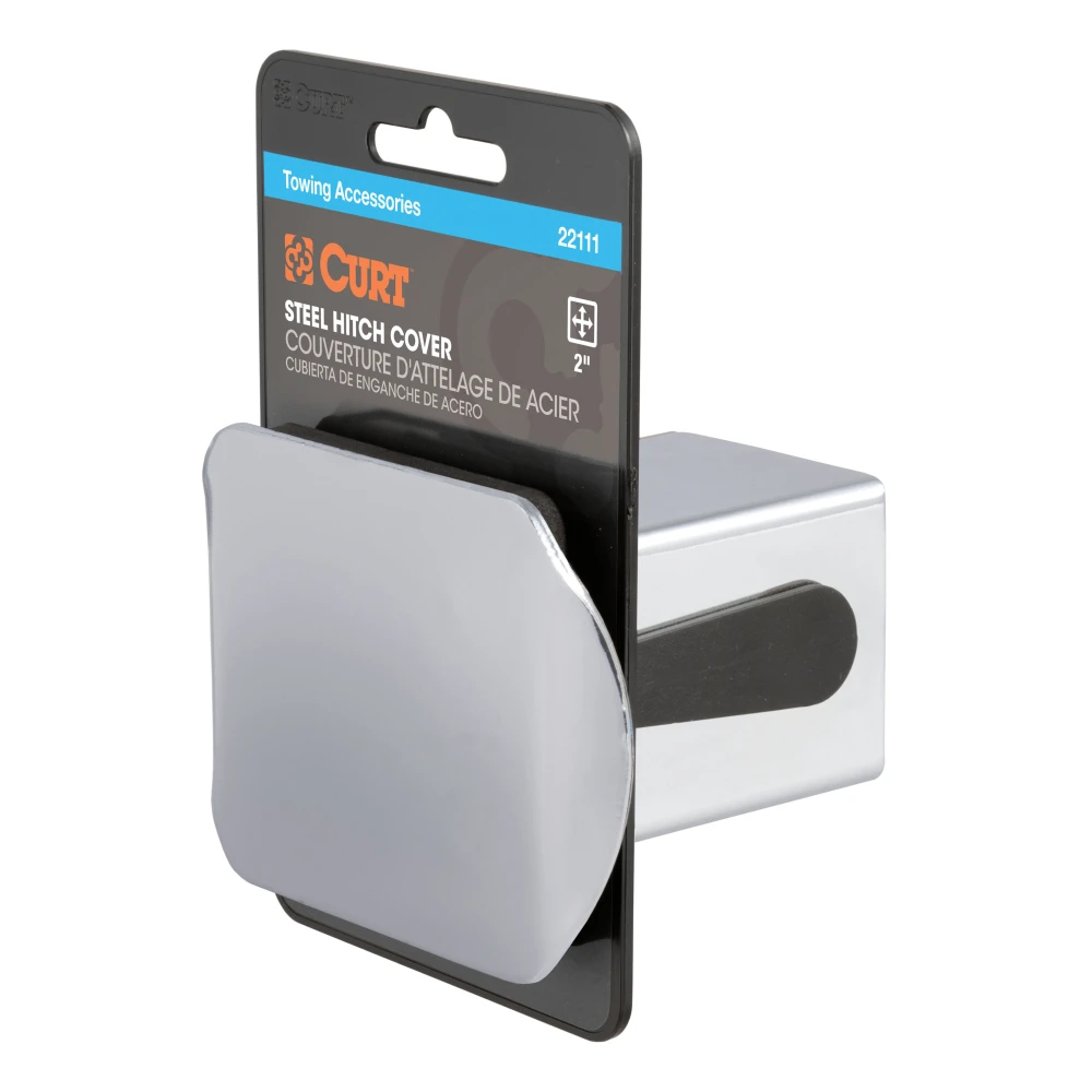 CURT chrome-plated steel receiver tube cover for 2x2 inch hitch