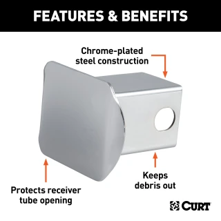 CURT chrome-plated steel receiver tube cover for 2x2 inch hitch