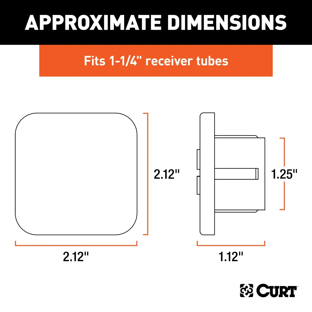 CURT rubber trailer hitch cover protecting a 1-1/4 inch receiver from debris