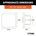 CURT rubber trailer hitch cover protecting a 1-1/4 inch receiver from debris