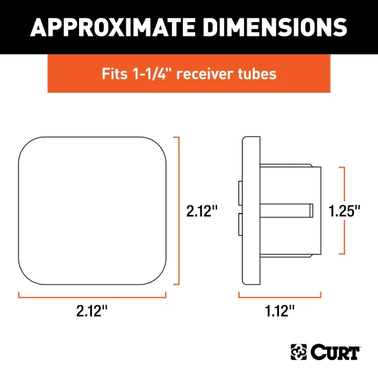 CURT rubber trailer hitch cover protecting a 1-1/4 inch receiver from debris