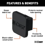 CURT rubber trailer hitch cover protecting a 1-1/4 inch receiver from debris