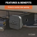 CURT rubber trailer hitch cover protecting a 1-1/4 inch receiver from debris