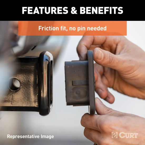 CURT rubber trailer hitch cover protecting a 1-1/4 inch receiver from debris