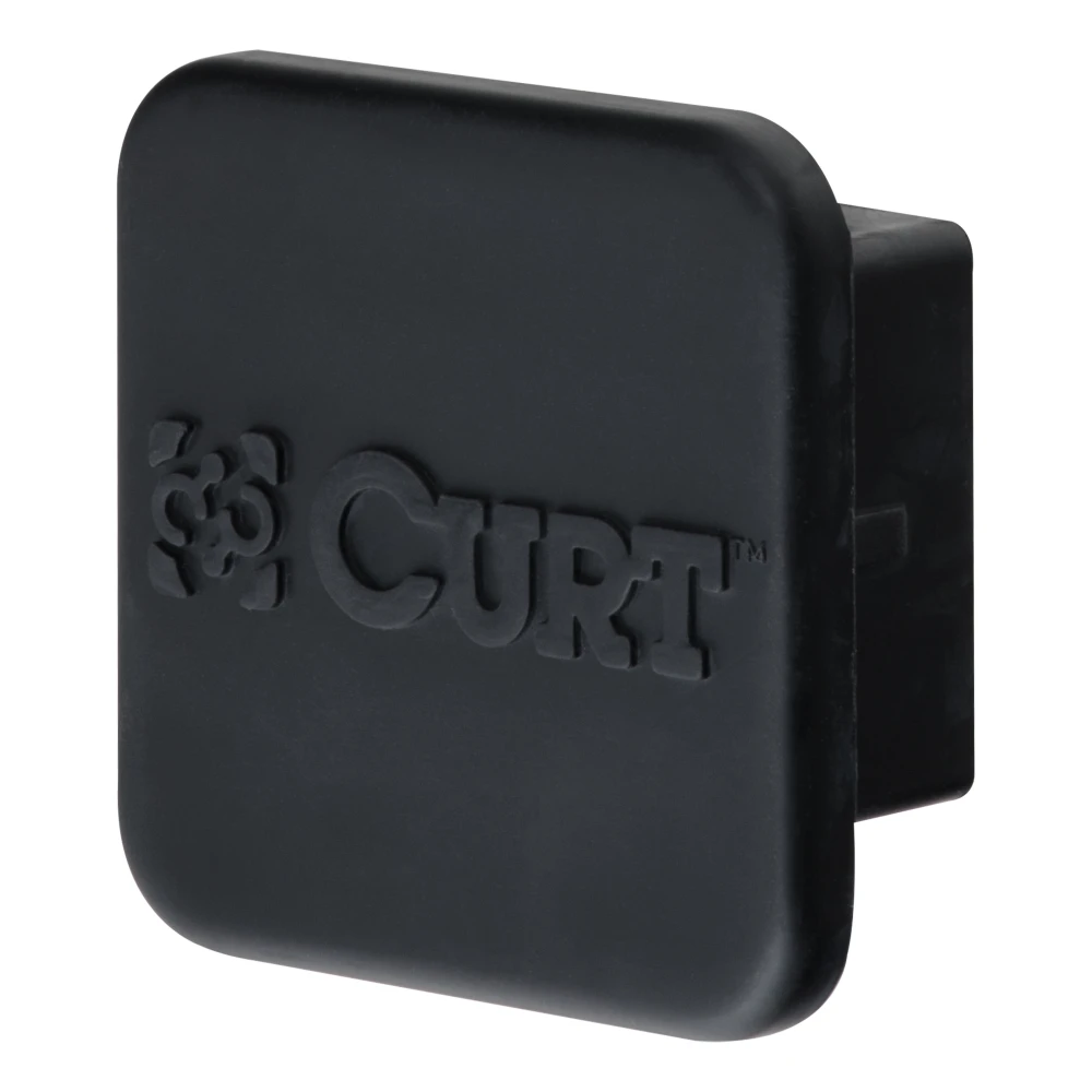 Black rubber CURT trailer hitch cover fitting a 2 inch receiver