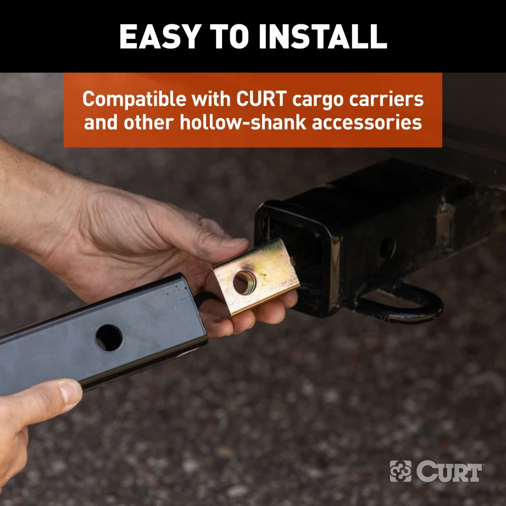 CURT anti-rattle hitch pin with shim for 2-inch receiver, reduces noise
