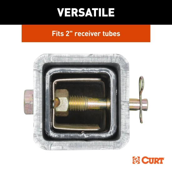 CURT anti-rattle hitch pin with shim for 2-inch receiver, reduces noise