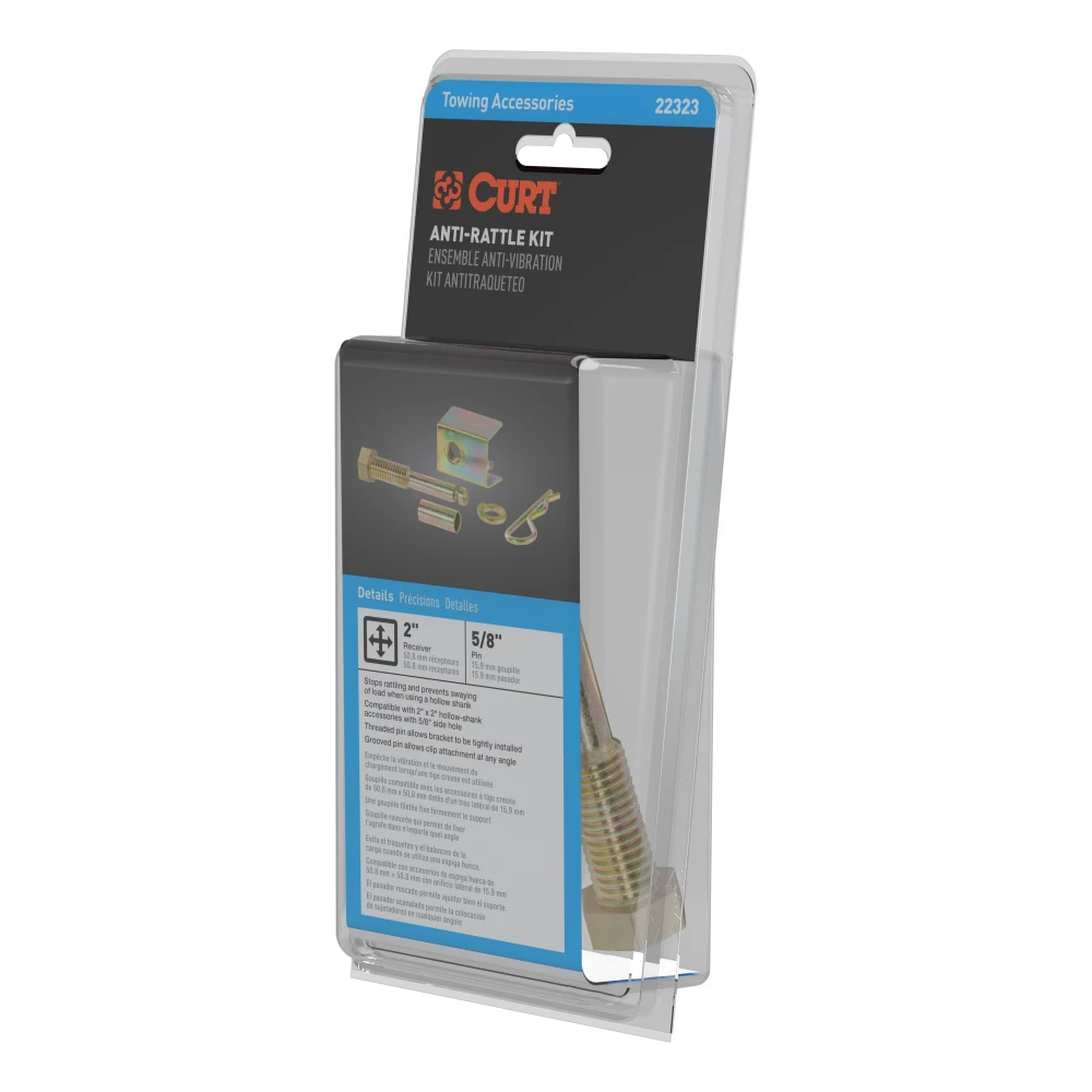 CURT anti-rattle hitch pin with shim for 2-inch receiver, reduces noise