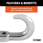 CURT front mount tow hook for 4WD, 10,000 lbs capacity, chrome finish