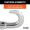 CURT front mount tow hook for 4WD, 10,000 lbs capacity, chrome finish
