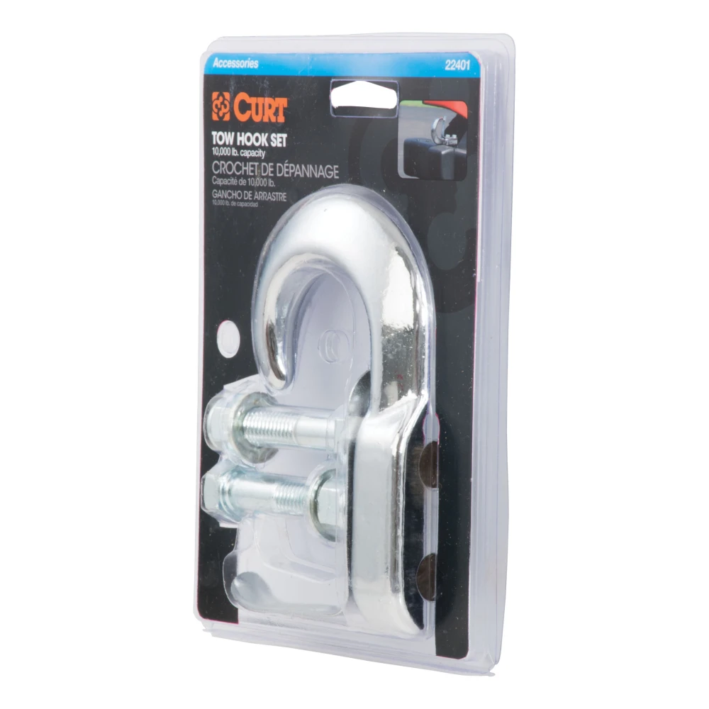 CURT front mount tow hook for 4WD, 10,000 lbs capacity, chrome finish