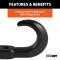CURT front mount tow hook with black finish and 10,000 lbs capacity for pickups and SUVs