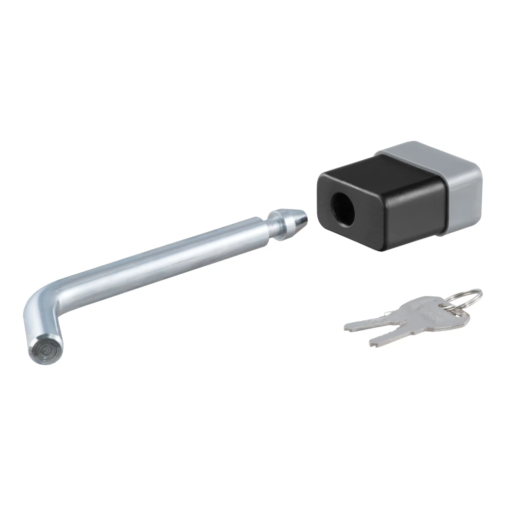 CURT hitch lock with deadbolt design and chrome finish for 1-1/4 inch receivers