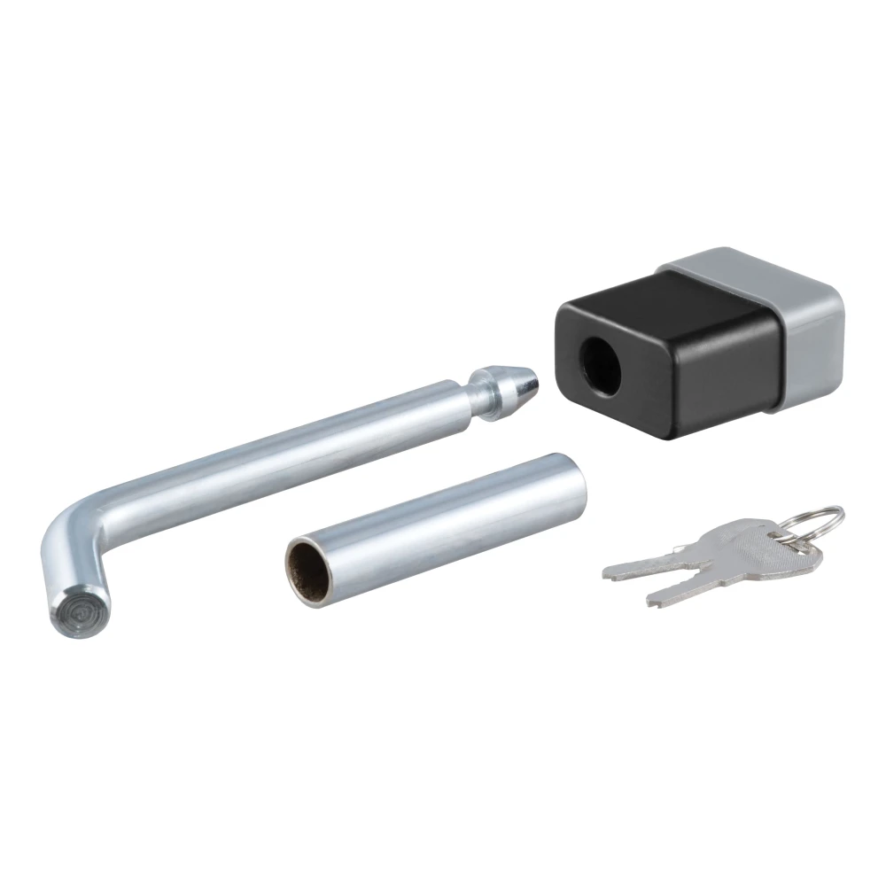 CURT hitch lock deters trailer theft with a secure deadbolt design and includes a waterproof dust cap.