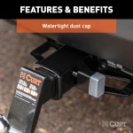 CURT hitch lock deters trailer theft with a secure deadbolt design and includes a waterproof dust cap.