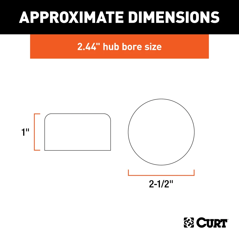 CURT bearing protectors and dust covers for trailer wheels, 2.44 inch diameter