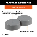 CURT bearing protectors and dust covers for trailer wheels, 2.44 inch diameter